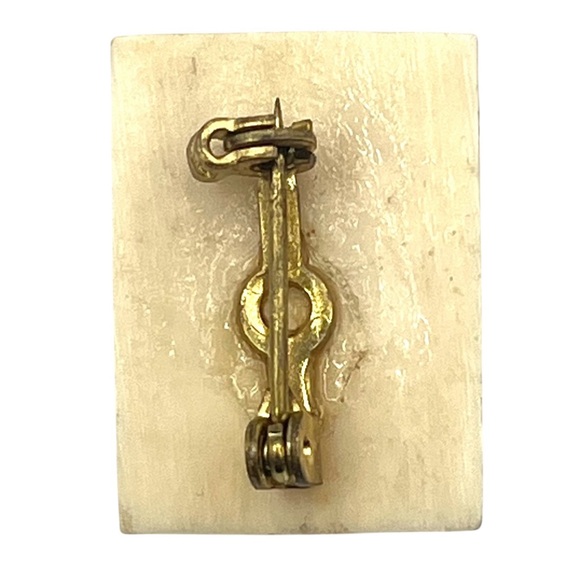 Vintage Hand Painted Bone Brooch Camel Indian Ethnic Desert Art Estate Pin India - Picture 3 of 5